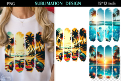 Dolphin| Sunset Beach T Shirt Sublimation | Palm | Jellyfish Product Image 1