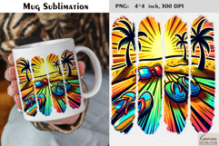 Watercolor Stripes Summer Beach| Coffee Mug Sublimation Product Image 1