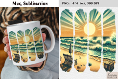 Watercolor Stripes Summer Beach| Coffee Mug Sublimation Product Image 1