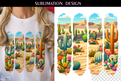Vintage Desert T Shirt Sublimation | Cactus | Retro Sunset Product Image 1