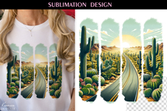 Vintage Desert T Shirt Sublimation | Cactus | Retro Sunset Product Image 1