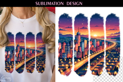 Vintage City T Shirt Sublimation |Skyscraper | Retro Sunset Product Image 1