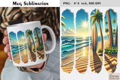 Watercolor Stripes Summer Beach| Coffee Mug Sublimation Product Image 1