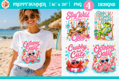 Preppy Summer Animal PNG | Funny Beach T-Shirt Sublimation Product Image 1