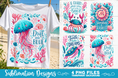 Boho sea creatures sublimation PNG, Ocean creatures 4 PNG Product Image 2