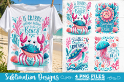 Boho sea creatures sublimation PNG, Ocean creatures 4 PNG Product Image 1