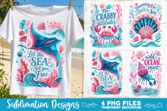 Boho sea creatures sublimation PNG, Ocean creatures 4 PNG Product Image 1