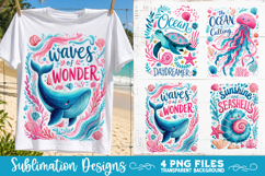 Boho sea creatures sublimation PNG, Ocean creatures 4 PNG Product Image 2