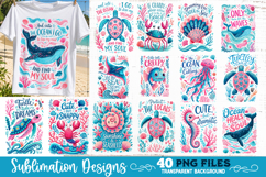Ocean Creatures PNG Sublimation Bundle 40 Designs Product Image 3