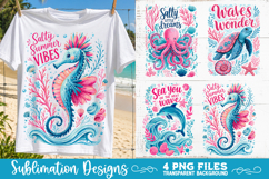 Boho sea creatures sublimation PNG, Ocean creatures 4 PNG Product Image 4