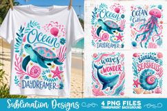 Boho sea creatures sublimation PNG, Ocean creatures 4 PNG Product Image 4