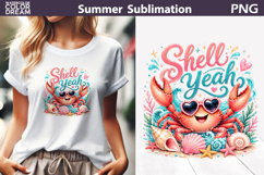 Shell Yeah Crab Sublimation | Summer Quote T Shirt Product Image 1