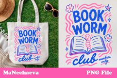 Cute Summer Funny Sublimation | Book Worm Club PNG Product Image 1