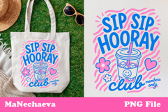 Cute Summer Funny Sublimation | Sip Sip Hooray Club PNG Product Image 1