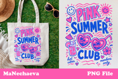 Cute Summer Funny Sublimation | Pink Summer Club PNG Product Image 1