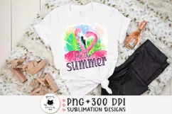 summer sublimation design with flamingos on a t-shirt