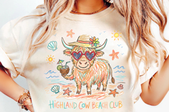 highland cow png, beach club design, summer cow png, coastal cow design, cow sublimation png, beach shirt design, cow lover gift, summer coastal png, cute animal png, vacation shirt png