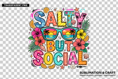 salty but social, summer beach png, funny coastal design, beach sublimation, salty beach quote, summer shirt png, beach lover gift, vacation shirt design, coastal quote png, seaside apparel png