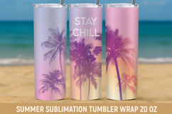 Tropical Summer Palm Sunset 20oz Tumbler Wrap PNG Product Image 1