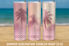 Tropical Summer Palm 20oz Tumbler Wrap PNG Product Image 1