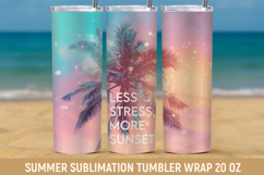Tropical Summer Sunset 20oz Tumbler Wrap PNG Product Image 1