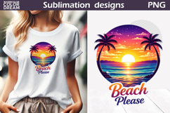 Beach Sunset Clipart | Tropical Summer Sublimation Product Image 1