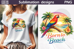 Tropical Parrot Beach Sunset Clipart Product Image 1