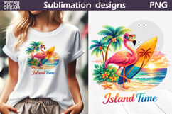 Flamingo Surf Clipart | Island Time Sublimation Product Image 1