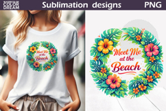 Tropical Floral Heart Clipart | Beach Quote Sublimation Product Image 1