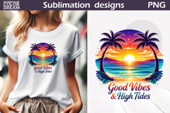 Beach Sunset Clipart | Good Vibes Sublimation Product Image 1