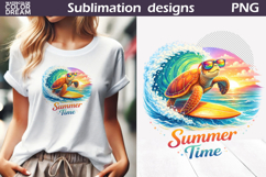 Surfing Turtle Clipart | Summer Time Sublimation Product Image 1