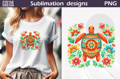 Boho Turtle Clipart | Floral Folk Art Design Product Image 1