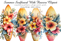Summer Surfboard With Flowers Clipart Product Image 1