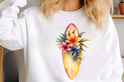 Summer Surfboard With Flowers Clipart Product Image 2