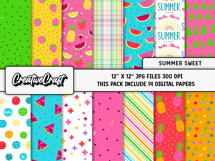 Summer Sweet Digital Paper and Clipart png, Summer clipart Product Image 2