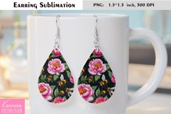 Pink Peony|Summer Flower Earring Sublimation Product Image 1