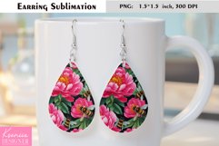 Pink Peony|Summer Flower Earring Sublimation Product Image 1