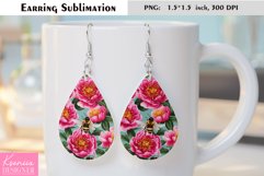 Pink Peony|Summer Flower Earring Sublimation Product Image 1