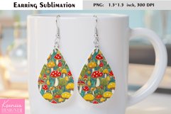 Forest Colorful Mushroom|Leaves Earring Sublimation Product Image 1