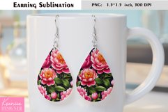 Pink Peony|Summer Flower Earring Sublimation Product Image 1