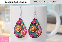 Pink Peony|Summer Flower Earring Sublimation Product Image 1