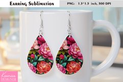 Pink Peony|Summer Flower Earring Sublimation Product Image 1