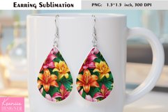 Lily Teardrop Earring|Summer Flower Earrings Sublimation Product Image 1