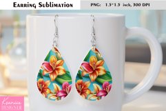 Lily Teardrop Earring|Summer Flower Earrings Sublimation Product Image 1