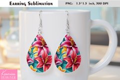 Lily Teardrop Earring|Summer Flower Earrings Sublimation Product Image 1