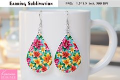 Lily Teardrop Earring|Summer Flower Earrings Sublimation Product Image 1