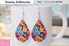 Floral Teardrop Earring|Summer Flower Earrings Sublimation Product Image 1