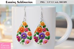 Floral Teardrop Earring|Summer Flower Earrings Sublimation Product Image 1