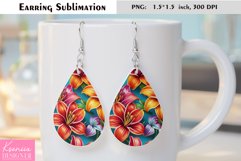 Lily Teardrop Earring|Summer Flower Earrings Sublimation Product Image 1
