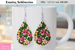 Lily Teardrop Earring|Summer Flower Earrings Sublimation Product Image 1
